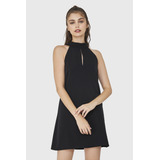 Vestido Halter Lazo Decorativo Negro Nicopoly