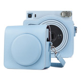 Funda De Piel De Cuerpo Entero Azul Para Fujifilm Instax Squ