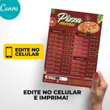 Menu Cardápio Para Pizzaria Edite E Imprima Fácil - Mod: 02