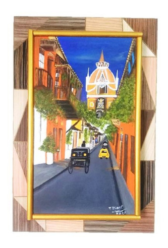 Cuadro Cartagena Pintado A Mano Original Marco Chapilla