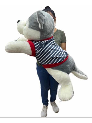 Perro De Peluche Siberiano Acostado Gigante Importado 1metro