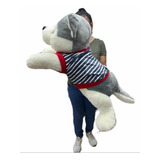 Perro De Peluche Siberiano Acostado Gigante Importado 1metro