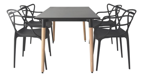 Combo Comedor Eames Mesa 1,20 X 80 Y 4 Sillas Master 