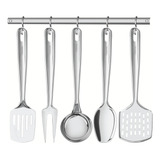 Set Utensilios 5 Pzs Tramontina Extrata Soporte Acero Inox