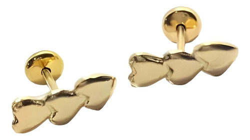 Aros De Oro 18k Laminado Para Mujer Con Corazon Dorado      