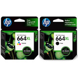 Kit De Cartuchos Hp 664xl F6v30ab  F6v31ab Preto + Colorido