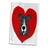 3d Rose Fun Gris Y Blanco Pitbull Puppy Dog Y Red Heart Lov