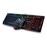 Teclado Y Mouse Gamer Barato Ergonómico Luces Rgb