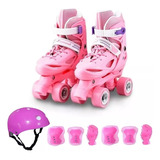 Patines 4 Ruedas Para Niñas Ajustables Con Kit De Proteccion