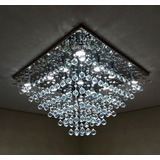 Lustre De Cristal Para Sala De Jantar Base De Inox 60x60cm