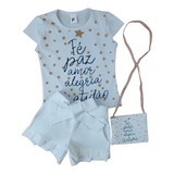 Conjunto Infantil Natal Reveillon Festa Bolsinha Moda Branco