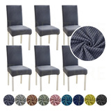 6 Pzas Funda Elastica Protectora Para Silla Comedor Grueso Color Gris Oscuro