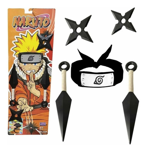 Set Kit Naruto Sasuke Espada Katana Kunai Vincha Shuriken