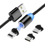 Cabo Carregador Magnético Usb 3 Em 1 Para Moto G8 Play