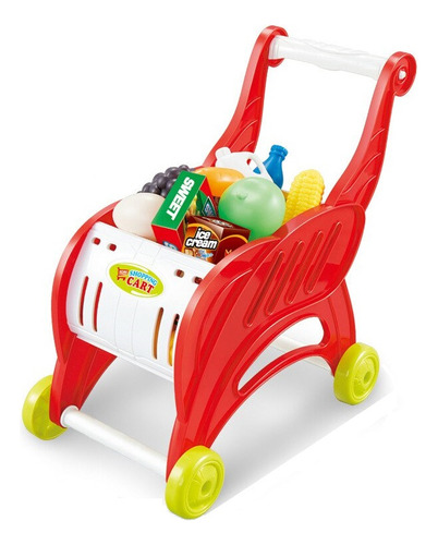 Juego Carrito Supermercado Con Verduras Rojo Cksur0511