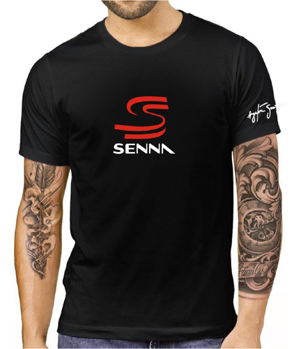 Camiseta Camisa Senna Heart Personalizada Algodão 