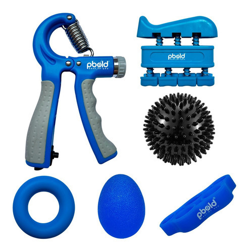 Kit Handgrip Ejercitador Terapia Ejercicio Recuperacion Mano Color Azul