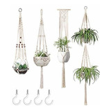 Mkono Macrame Plant Perchas Juego De 4 Interior De La Pared