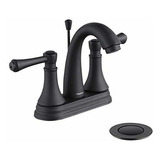 Grifo Baño Negro Mate 4puLG 3 Agujeros, 2 Manijas, Moderno