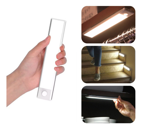 Luz Lámpara Led Sensor Iman Adhesivo Recargable Usb 20 Cm
