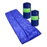 Kit 2 Sacos De Dormir+bag Solteiro Acampamento 192x75cm Azul