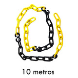 Corrente Plástica Amarela E Preta Elo Grande 9mm, 10 Metros Cor Amarelo/preto