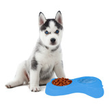 Comedero Doble Para Perros Y Gatos Plato Alimento Mascotas Color Azul