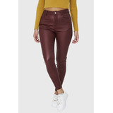 Calza Elasticada Skinny Tipo Encerada Burdeos Nicopoly