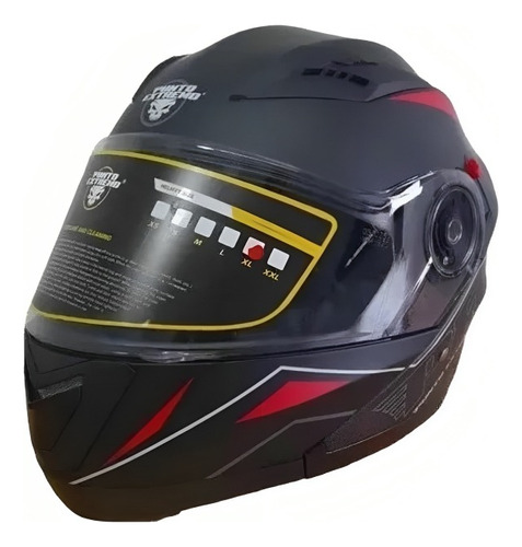 Casco Para Moto Rebatible Punto Extremo Negro Mate Rojo Rpm®