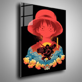 Cuadro Metálico Luffy One Piece Neon Rojo Art 40x60cm