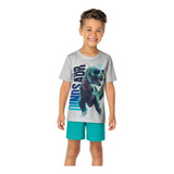 Pijama Infantil Meninos Dino Camiseta Short Malwee Kids