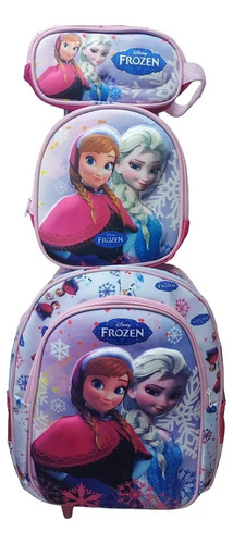 Mochila Frozen Kit Modelo 2024 Rodinhas Estojo E Lancheira  