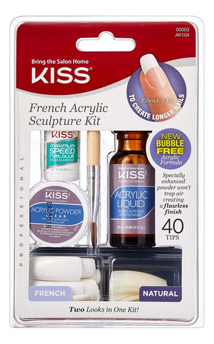 Kit De Uñas Acrylic French Acrylic Sculpture Kiss