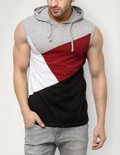 Chaleco Playera Deportivo Con Gorro Sin Mangas Hombre 2229