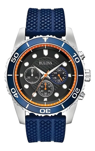 98a205 Reloj Bulova Cronografo Sport Azul/naranja Color De La Correa Azul Color Del Bisel Azul Color Del Fondo Negro