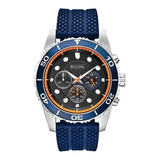 98a205 Reloj Bulova Cronografo Sport Azul/naranja Color De La Correa Azul Color Del Bisel Azul Color Del Fondo Negro