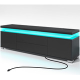 Rolanstar Soporte De Tv Con Luces Led Y Toma De Corriente, C