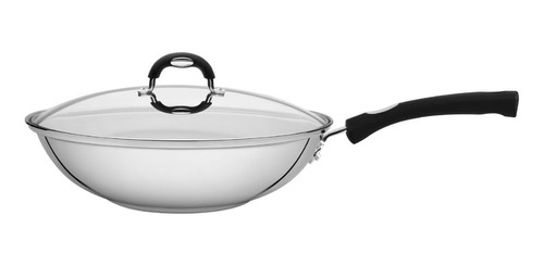 Panela Wok Tramontina Inox Fundo Triplo Solar Silicone 28cm