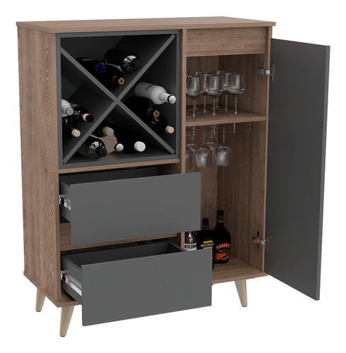 Mueble Bar Cava Cantina Miel/plomo Salem Excelsior