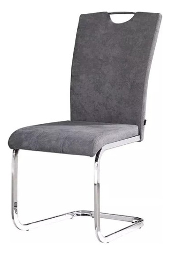 Silla Iskia Chenille Base Cromo Moderno X4 Unidades