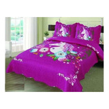 Cobertor Quilt Cubrecama Verano Unicornio 1.5 Plaza Co310