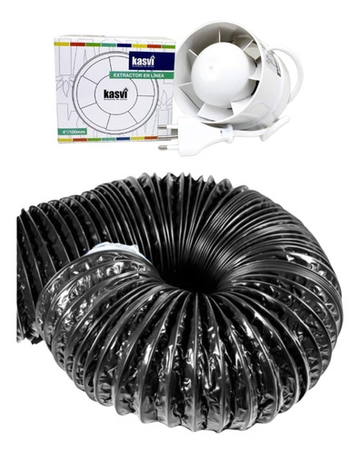 Kit Indoor Extractor 100mm Kasvi + Ducto Black 10m 102mm