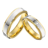 Anillo Tungsteno Plateado Dorado Ilusion Compromiso Pareja