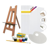 Kit Cavalete + 5 Painel 30x40 + Pincel + Guache + Paleta