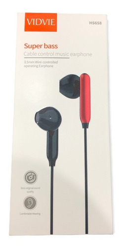 Audífonos In-ear Super Bass, Vidvie, Hs658, Color Rojo