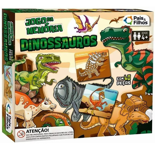 Jogo Da Memória Dinossauros 40 Peças Educativo Infantil 4+