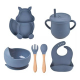 Kit Tigela Bowl Ventosa Prato Babador Colher Infantil Bebê