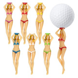 A 6 Piezas Gracioso Tees De Golf 76 Mm Bikini Chica Tees