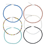 Kit 6 Colares De Miçanga Variadas Gargantilha Choker