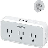 Tessan Multicontacto Pared Usb, Conector Multiple Con 5